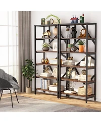 Slickblue Industrial Style Bookcase with 6 Open Shelves for Home Organization
