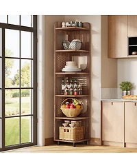 Slickblue 71 Inch Narrow Corner Bookshelf with Display and Storage Rack