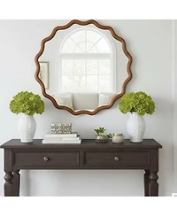 Laoties Round Wavy Wall Mirror, Modern Decorative Accent Mirror for Bedroom, Bathroom and Entryway