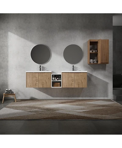 Sillysis Modern Wall Mounted Double Sink Bathroom Vanity Set