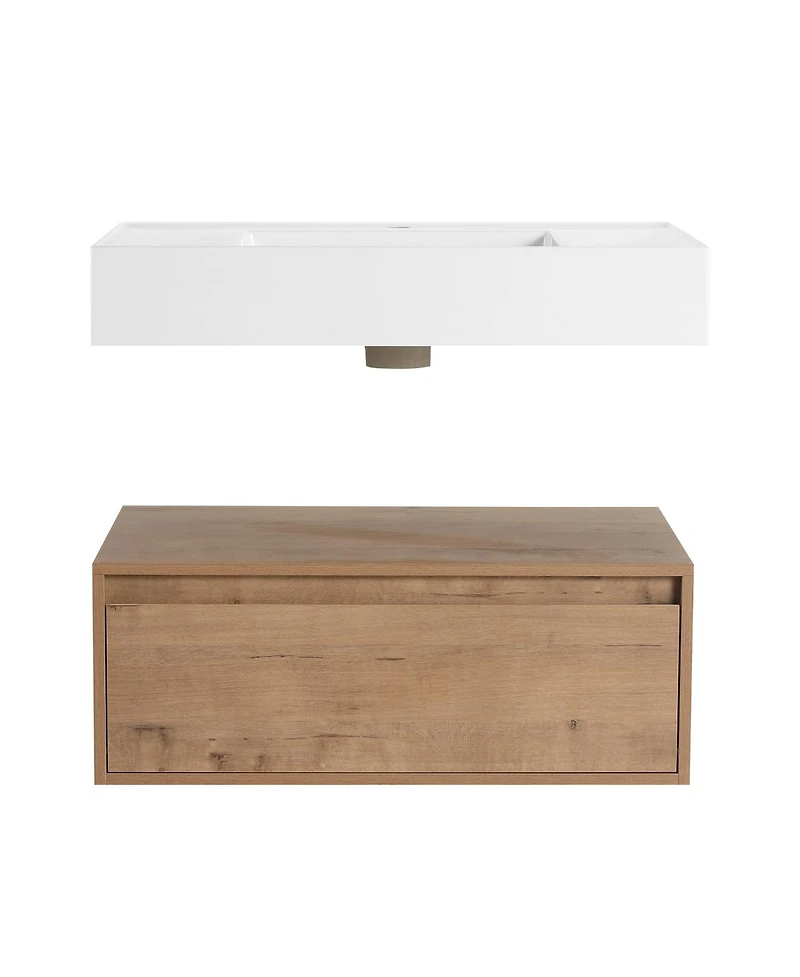 Sillysis 30 Inch Wall Mounted Bathroom Vanity with Resin Sink, Soft Close Drawer, Ample Storage for Modern Small Spaces