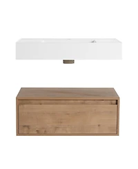 Sillysis 30 Inch Wall Mounted Bathroom Vanity with Resin Sink, Soft Close Drawer, Ample Storage for Modern Small Spaces