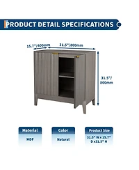 homfan Modern Fluted Sideboard Buffet Cabinet, 31.5 Inch Wooden Storage Cabinet with Doors and Adjustable Shelf