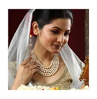 Sohi Women's Pearl White Multi-Layer Necklace