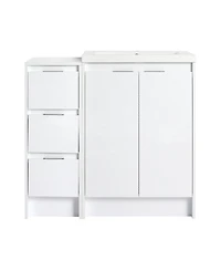 Sillysis 35.4 Inch Freestanding Bathroom Vanity with Resin Sink, Soft Close Doors, Water-Resistant, Storage Cabinet