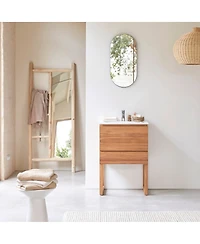 Tikamoon Edgar solid teak and ceramic bathroom cabinet 60 cm