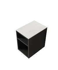 Sillysis 60 Inch Bathroom Vanity with Double Vessel Sinks, Sintered Stone Countertop, Soft Close Doors, Open Shelf Storage