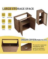 Sillysis Bathroom Vanity Set with Side Cabinet, Freestanding Modern Plywood Storage