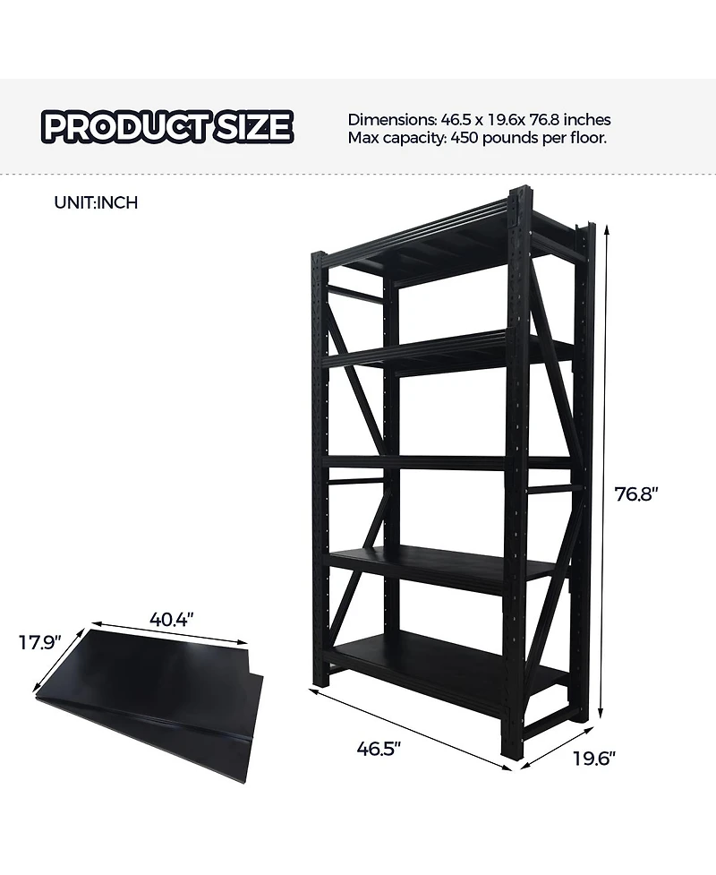 Streamdale Furniture 5-Tier Adjustable Metal Garage Shelving Unit