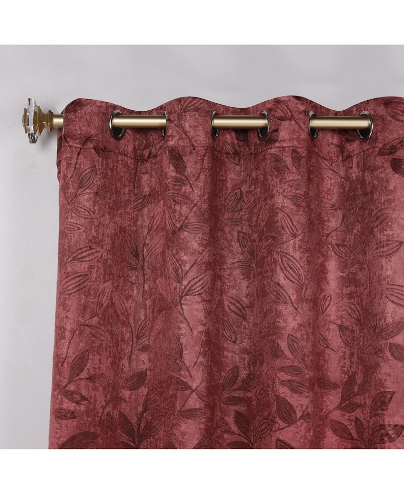 Superior Modern Leaves 2 Curtain Panels Set with Grommet Header, 52 X 96
