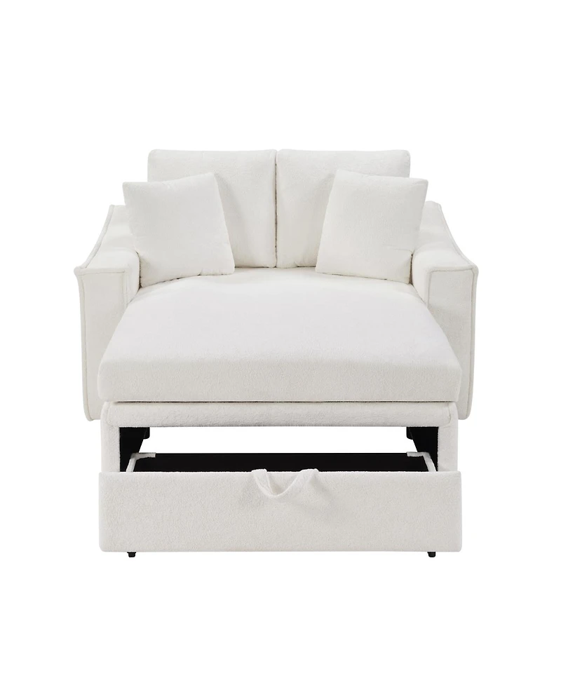 Streamdale Furniture Modern Chaise Sofa Bed with Hidden Storage and Pillows
