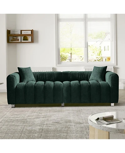 Streamdale Furniture Premium Velvet 3-Seater Sofa with Metal Legs and 2 Pillows