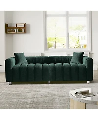 Streamdale Furniture Premium Velvet 3-Seater Sofa with Metal Legs and 2 Pillows