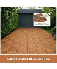 Streamdale Furniture 10 Pieces Interlocking Acacia Wood Deck Tiles for Outdoor Patio