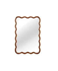 Laoties Wood Wall Mirror, Wavy Rectangle Bathroom Vanity Mirror for Entryway and Bedroom
