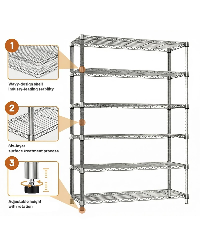 Streamdale Furniture 6-Tier Adjustable Metal Storage Shelving Unit