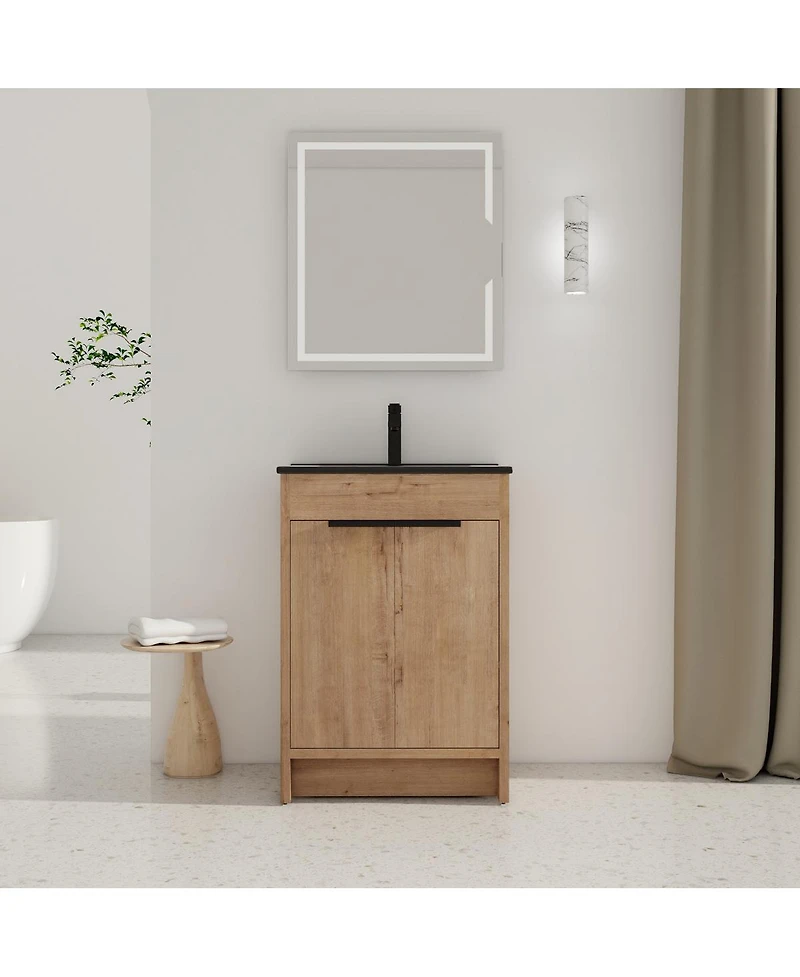 Sillysis Inch Freestanding Bathroom Vanity with Ceramic Sink