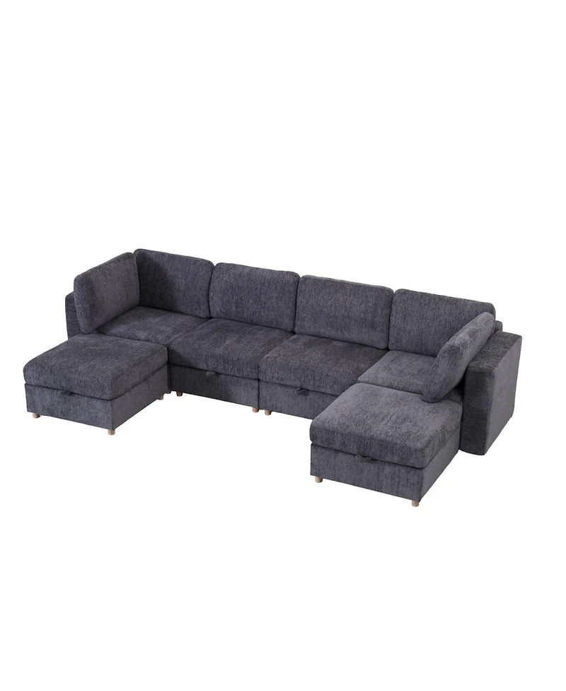 Streamdale Furniture Modular 6-Seater Convertible Sectional Sofa with Storage