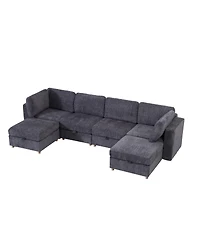 Streamdale Furniture Modular 6-Seater Convertible Sectional Sofa with Storage