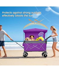 Streamdale Furniture Multi-Functional Folding Wagon Cart with Canopy and All-Terrain Tires