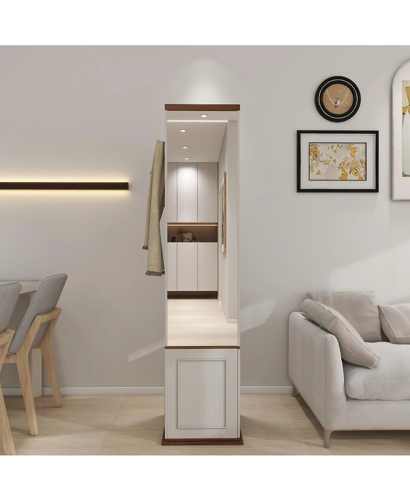 Streamdale Furniture 360 Rotating Storage Cabinet with Full-Length Mirror