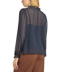 Bcx Juniors' Split Crewneck Ruffle Long-Sleeve Blouse