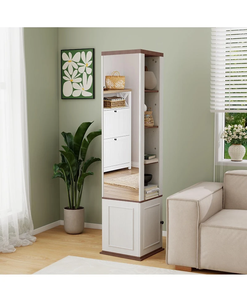 Streamdale Furniture 360 Rotating Storage Cabinet with Full-Length Mirror