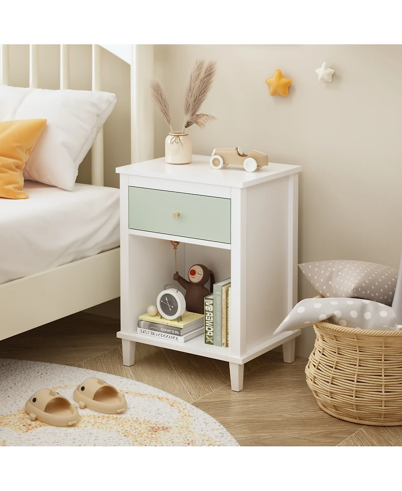 Streamdale Furniture Sage Wooden Nightstand with Drawer and Shelf 26.77''H
