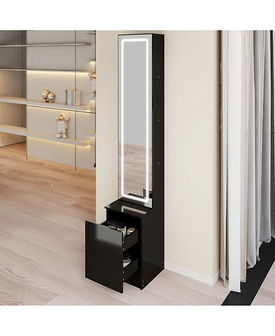 Streamdale Furniture Led Dressing Mirror Jewelry Cabinet with Adjustable Brightness and Storage