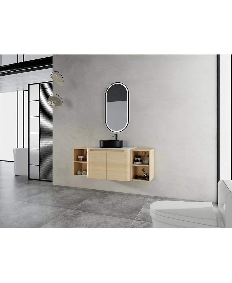 Sillysis Inch Wall Mounted Bathroom Vanity with Ceramic Vessel Sink