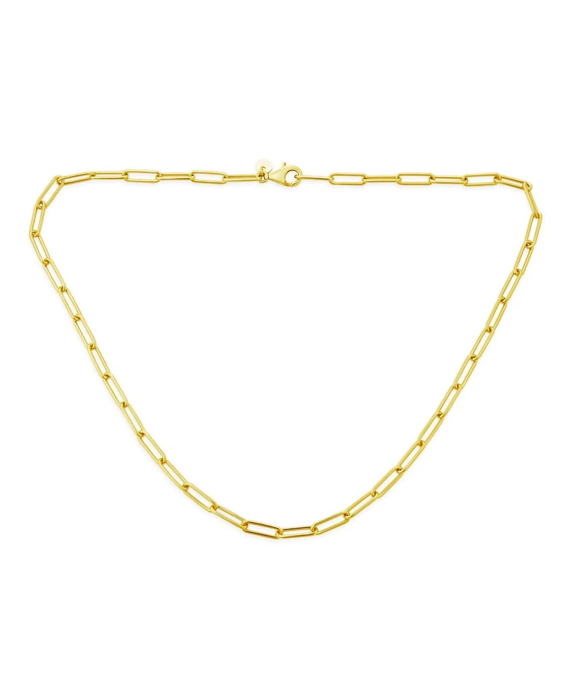 Bling Jewelry Rounded Link Paperclip Chain Necklace Gold Plated Sterling Silver