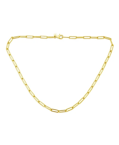 Bling Jewelry Rounded Link Paperclip Chain Necklace Gold Plated Sterling Silver