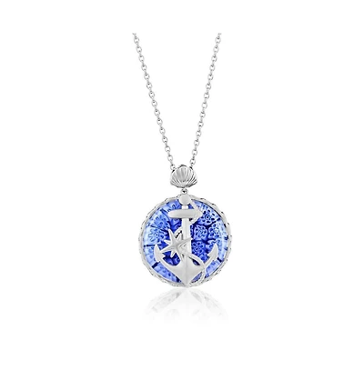 Simona Sterling Silver Floral Venetian Murano Glass Anchor Necklace