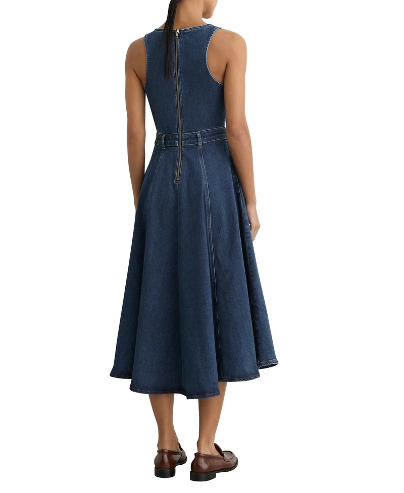Reiss Women's Rosie Waisted Denim Midi Dress