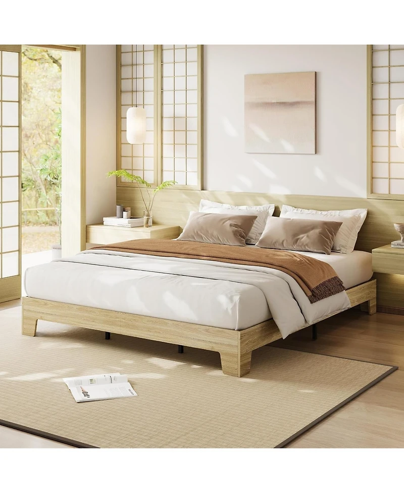 gaomon Platform Bed Frame with Wood And Metal Slats, Underbed Storage, Easy Assembly
