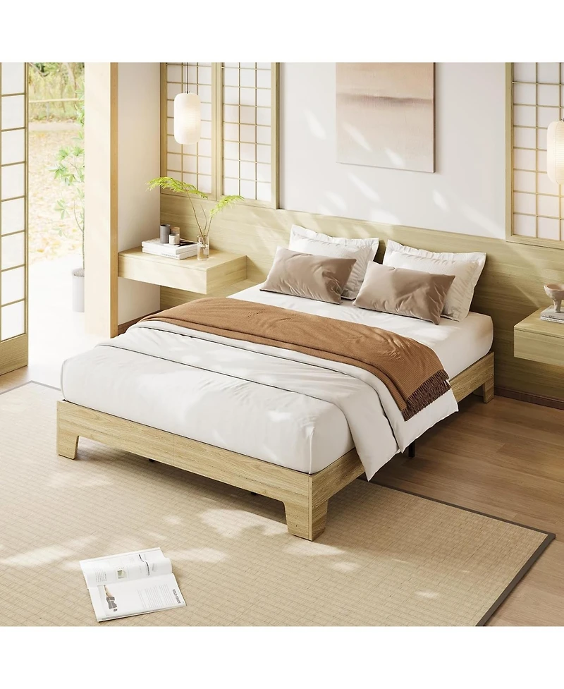gaomon Platform Bed Frame with Wood And Metal Slats, Underbed Storage, Easy Assembly