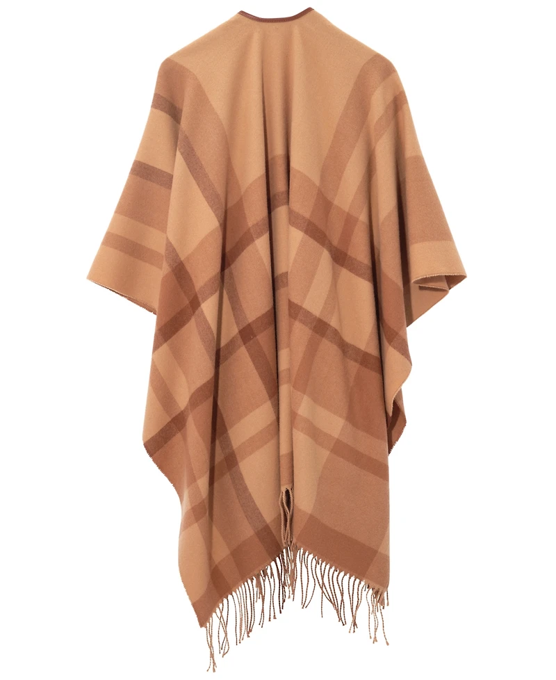 Lauren Ralph Plaid Fringe Ruana