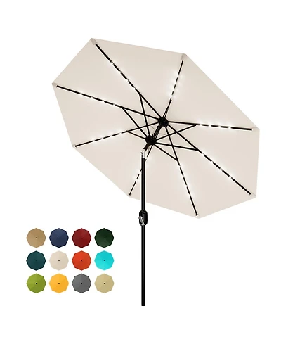 homfan 9Feet Outdoor Patio Market Umbrella, Tilt And Crank, 8 Sturdy Ribs, Waterproof Uv-Resistant Shade For Pool, Deck, Backyard