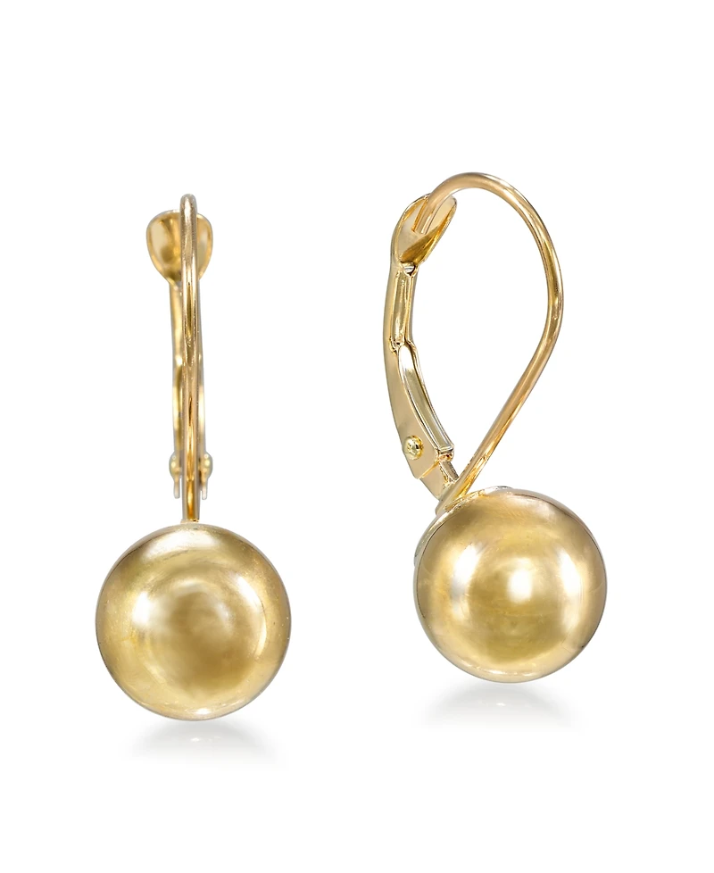 10k Gold Earrings, Ball Leverback