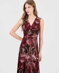 Robbie Bee Women's Printed Surplice-Neck Maxi Dress