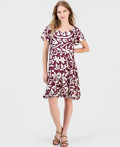 Robbie Bee Women's On-Off Shoulder Flutter-Sleeve Dress
