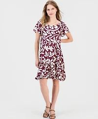 Robbie Bee Women's On-Off Shoulder Flutter-Sleeve Dress