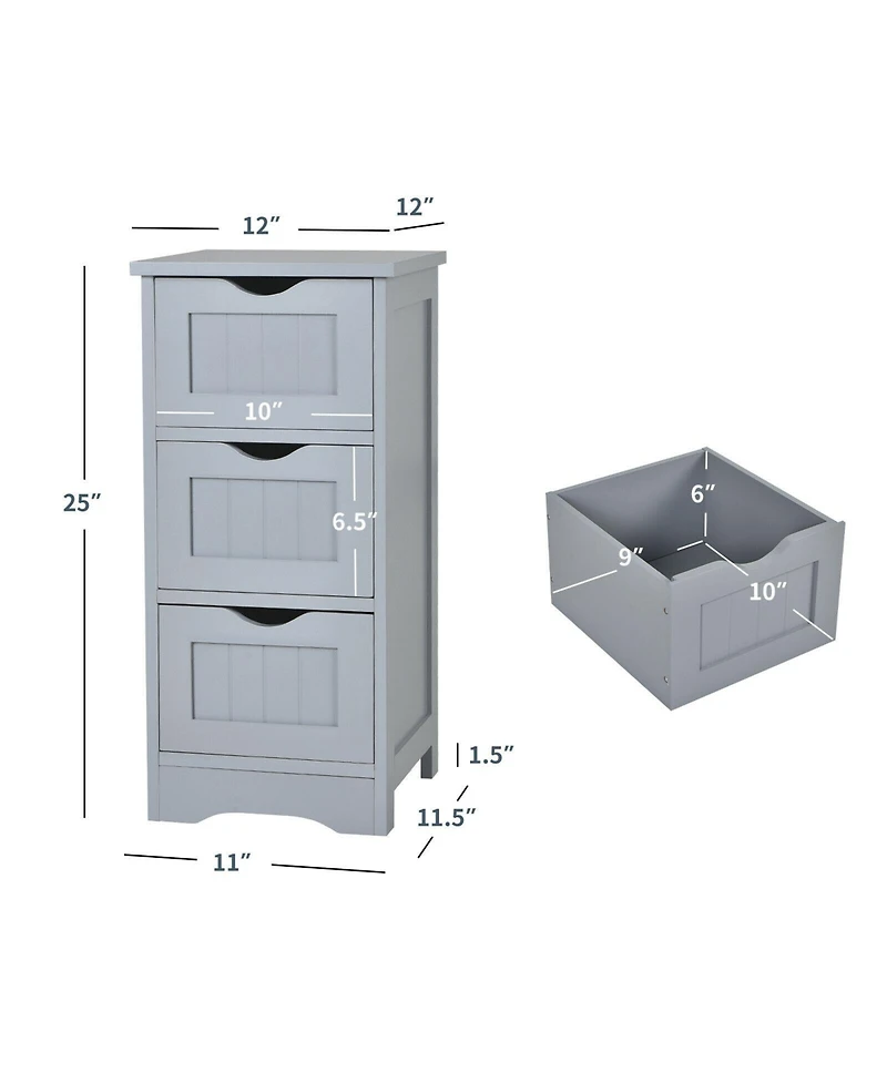 Volenca Slim 3-Drawer Free-Standing Bathroom Floor Cabinet, 25-in H