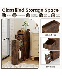 Volenca 4-Tier Slim Bathroom Storage Cabinet with Drawers on Casters, 27-in H
