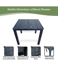 Mega Casa Hips All-Weather Outdoor Patio Dining Table with Umbrella Hole, Heavy-Duty Square Bistro Table with Aluminum Frame