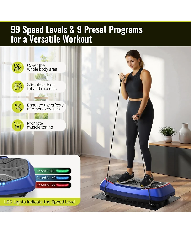 Fed Fitness Triple Drive 4D Vibration Plate, 500 Lbs Ultra Quiet Full Body Vibration Exercise Machine with Large Pedal, Bluetooth Speaker