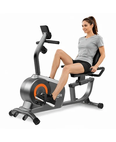 Fed Fitness Recumbent Exercise Bike, 16-Level Magnetic Resistance, Low-Impact Stationary Bike with Adjustable Seat and Backrest