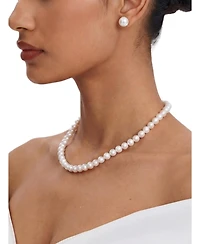 Miss Circle Women Freshwater Pearl White Gold Vermeil Studs