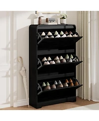 Homfan Narrow Shoe Cabinet - 3 Flip Drawers, Freestanding Shoe Storage for Entryway, Hallway or Small Space