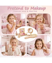 Gnuadz 30PCS Play Purse Wooden Makeup Kit Handbag Phone Wallet Keys Princess Gift 3-6 Year Old